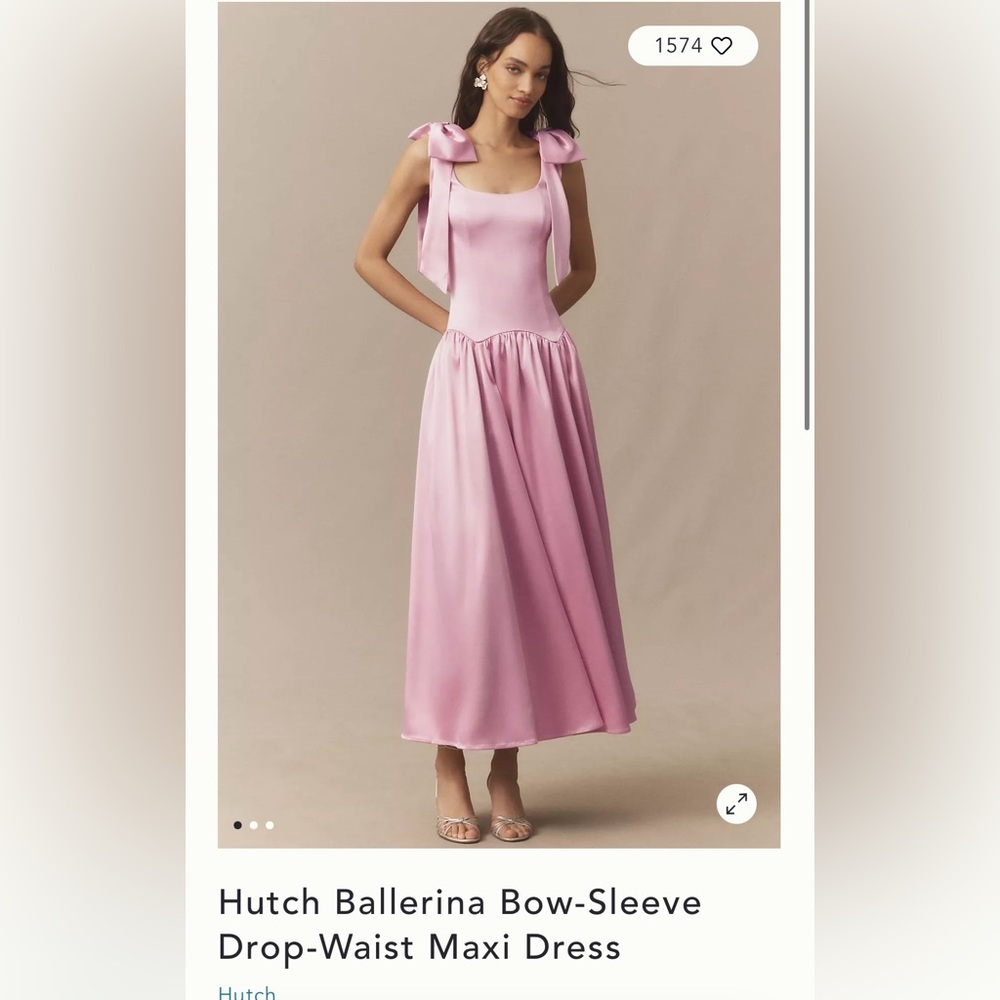 NWT Hutch Ballerina Bow-Sleeve Drop-Waist Maxi Dress